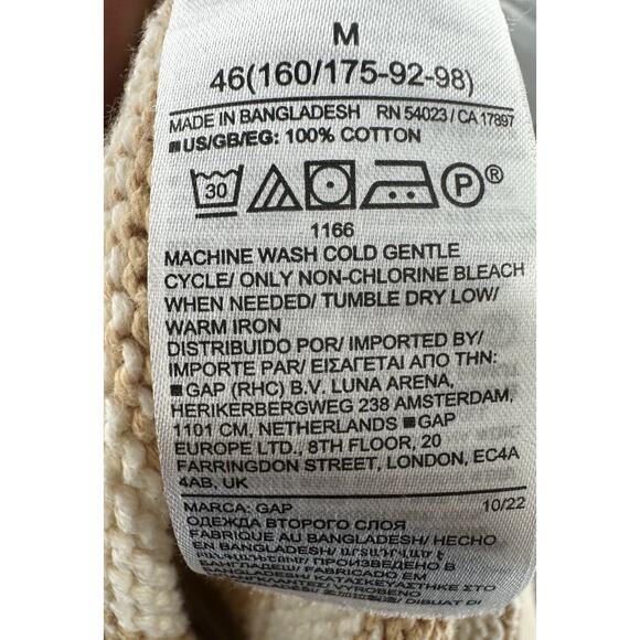 GAP Women Tan Stripe Turtleneck Sweater Medium Cotton Ribbed Hem - Picture 6 of 6